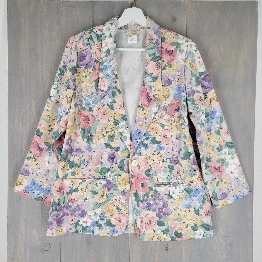 Vintage Jaclyn Smith Floral Blazer Women 6 P Multi Color Vintage Spring Classics